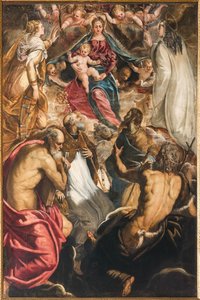 Madonna med spedbarnet Jesus og de hellige av Jacopo Robusti Tintoretto