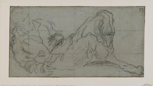 Liggende mannsfigur, 1560-9 (kritt på papir) av Jacopo Robusti Tintoretto