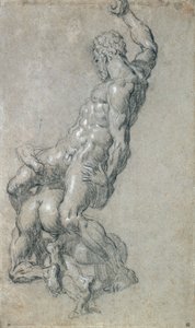 Samson dreper filistrene (kull på papir) av Jacopo Robusti Tintoretto