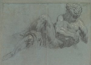 Studie etter Michelangelos Giorno, ca. 1550-55 (kritt på papir) av Jacopo Robusti Tintoretto