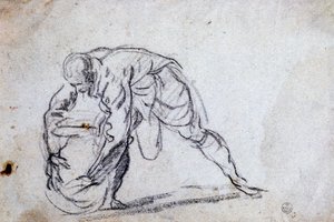 Studie for bøyd mannsfigur av Jacopo Robusti Tintoretto