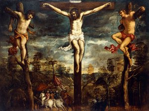 Korsfestelsen, 1554-55 av Jacopo Robusti Tintoretto