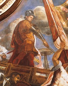 Venetianerne kjemper mot Aragoneserne i Gallipoli, av Jacopo Robusti, kjent som Tintoretto (1518-1594), Detail, Sala del Maggior Consiglio (Hall of Great Council), Palazzo Ducale, Venezia av Jacopo Robusti Tintoretto