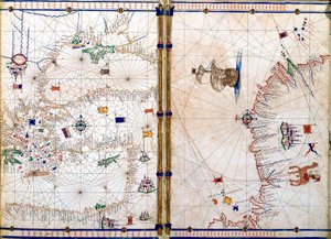 Damaskus og Jerusalem, detalj fra de geografiske kartene