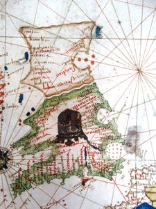 England, Wales og Skottland, fra et renessansekart over Europa, Jacopo Russo (etter), 1528