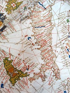 Italia og Sicilia fra et renessansekart over Europa, Jacopo Russo (etter), 1528