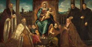 Doge Alvise Mocenigo og familie før Madonnaen og barnet av Jacopo Tintoretto