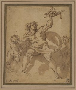 En allegori om arkitektur: En mannsfigur med to putti av Jacopo Zucchi