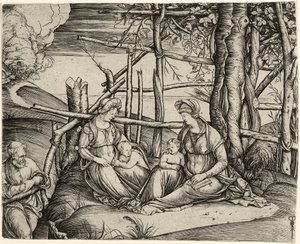 Den hellige familie med St. Elisabeth og Johannesknaben av Jacopo de Barbari