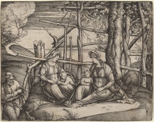 Hellig familie med Saint Elizabeth og spedbarnet Saint John the Baptist av Jacopo de