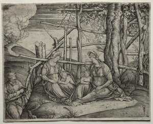 Den hellige familie med St. Elizabeth av Jacopo de