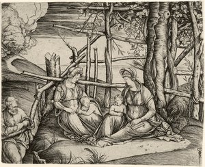 Den hellige familie med St. Elizabeth og spedbarnet St. John, ca. 1499-1501 av Jacopo de Barbari