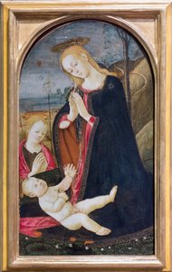 Tilbedelse av Kristus med den unge døperen Johannes av Jacopo del Sellaio