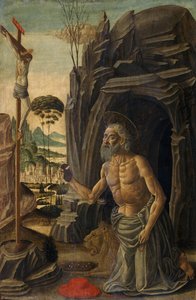 St. Hieronymus som botferdig, ca. 1590 (tempera på valnøtt) av Jacopo del Sellaio