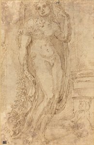 Allegorisk figur med en katt og en gris av Jacopo di Giovanni