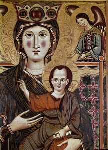 Jomfru og barn med en engel - Tempera på tre av Meliore di Jacopo