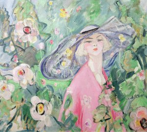 Woman in Hat, ca. 1920 (olje på lerret)