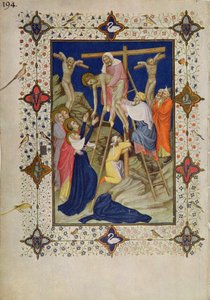 MS 11060-11061 Korsets timer: Vesper, nedstigningen fra korset av Jacquemart de Hesdin