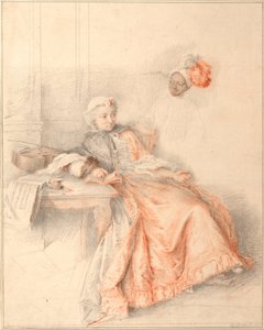 Ung dame som leser og en side