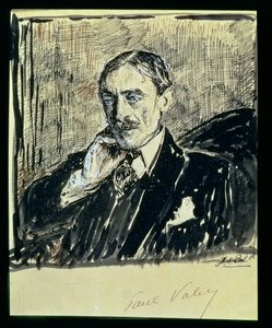 Portrett av den franske forfatteren Paul Ambroise Valery (1871-1945) (blekk på papir) av Jacques Emile Blanche