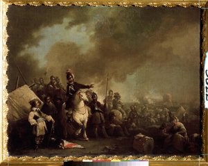 ""Militærleiren under beleiringen"" (Militærleiren under beleiringen) Maleri av Jacques Courtois dit le Bourguignon (1621-1676) Statens friluftsmuseum fra 1600-tallet Tsarskoye Selo, St. Petersburg av Jacques Courtois