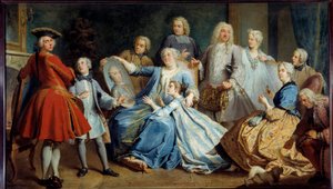 Porträt von Madame Mercier, Amme von Ludwig XV., umgeben von ihrer Familie von Jacques  Dumont