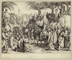 Jesus Kristus kommer inn i Jerusalem (gravering) av Jacques (after) Callot