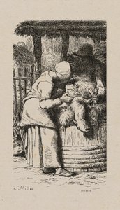 Kvinne som klipper sauer av Jacques Adrien Lavieille