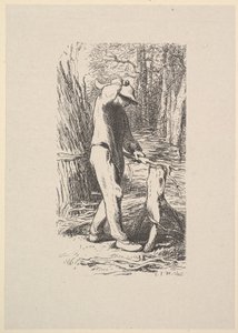 Vedhogger som lager en tjuv, 1853.