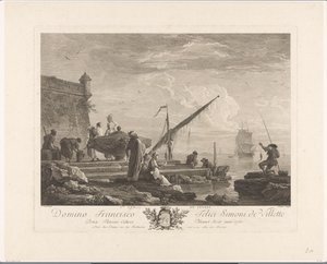 Figurer på en elvebredd i Levanten 1ere vue du Levant (tittel på objekt) av Jacques Aliamet