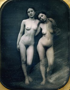 [To stående kvinnelige nakenbilder], ca. 1850.