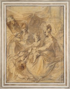 Hellig familie med de hellige Anne og Maria Magdalena av Jacques Bellange