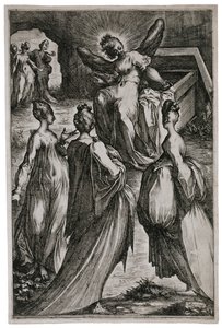 De hellige kvinner ved graven, 1613-16 (etsing og gravering) av Jacques Bellange