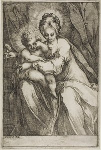 Jomfruen og barnet med en rose av Jacques Bellange