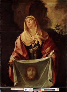 ""Saint Veronica"". Det hellige slør representerer ansiktet til Kristus hvis svette Veronique ville ha tørket av under oppstigningen til Golgata. Maleri av Jacques Blanchard (1600-1638) 1633-1634 Mål 127x98 cm Eremitagemuseet, St. Petersburg (Saint-Peters