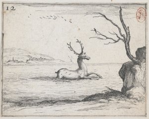 En hjort i vannet - nei. 12 fra serien av Jacques Callot