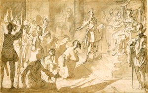 Admiral Inghirami presenterer tyrkiske fanger til kong Ferdinand I av Toscana, ca. 1615 (penn og blekk med vask over kritt på papir) av Jacques Callot