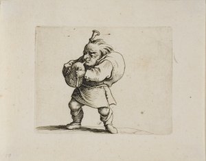 Sekkepipe Player, fra Varie Figure Gobbi av Jacques Callot