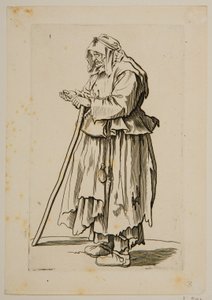 Tiggerkvinne som mottar almisser (etsing) av Jacques Callot