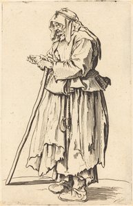 Tiggerkvinne som mottar veldedighet, ca. 1622. av Jacques Callot