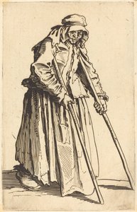 Tiggerkvinne med krykker, ca. 1622. av Jacques Callot