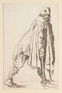 Tigger i lue, på krykker, fra The Beggars. av Jacques Callot