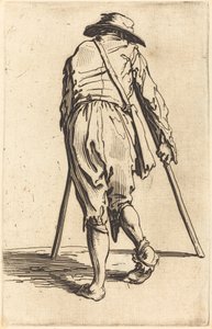 Tigger med krykker og hatt, sett bakfra av Jacques Callot