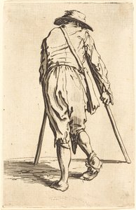 Tigger med krykker og hatt, sett bakfra av Jacques Callot