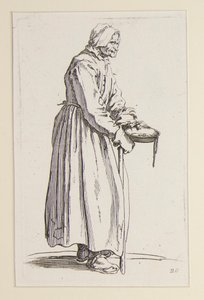 Tiggerkvinne som bærer en bolle, fra The Beggars (La mendiante a la sebille) av Jacques Callot