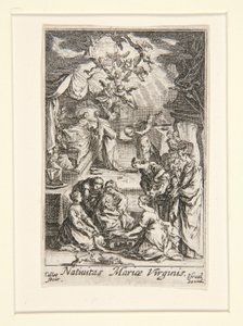 Jomfruens fødsel, nei. 2 fra The Life of the Virgin av Jacques Callot