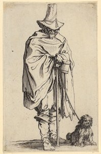 Blind mann og hunden hans, blad 22 fra serien «Tiggerne» av Jacques Callot