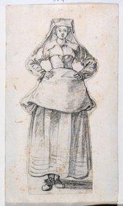 Bourgeoises Dans Differentes Attitudes, fra Prints Album 21, nummer 304 (kritt på papir) av Jacques Callot