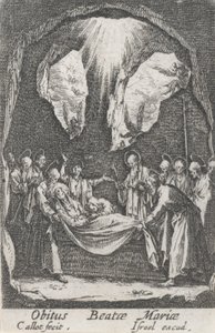 Jomfruens begravelse, nr. 12 fra The Life of the Virgin av Jacques Callot