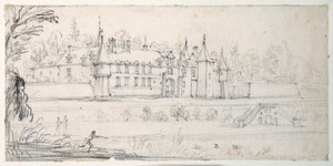 Chateau de Chantelou, i Orge-dalen, mellom Linas og Chestres (svart kritt på papir) av Jacques Callot